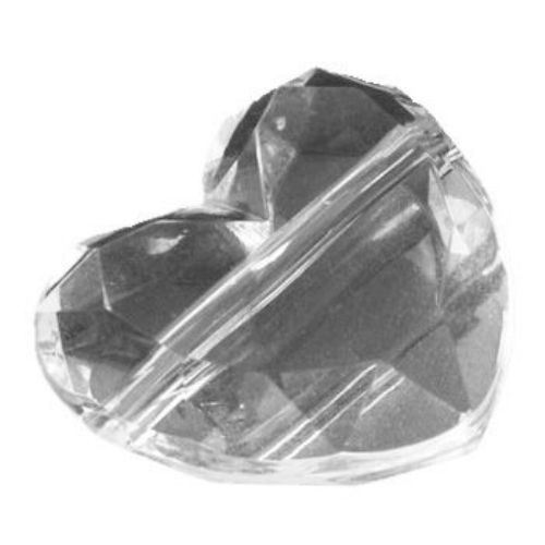 Χάντρα απομίμηση κρύσταλλο καρδιά 16x18x7mm Τρύπα 2mm Διαφανές -50 γραμμάρια ~ 35 τεμάχια
