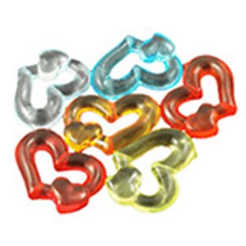 Acrylic Transparent Heart Beads for Handmade Accessories and Decoration, 18x24.5x5 mm, Hole: 1.5 mm, MIX -50 grams ~ 43 pieces