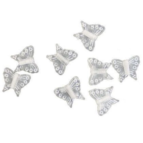Margelă de fluture 15x13 mm transparentă cu alb -50 grame