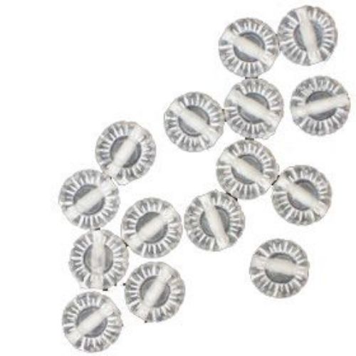 Flower Bead 10x4 mm transparent with white - 50 grams