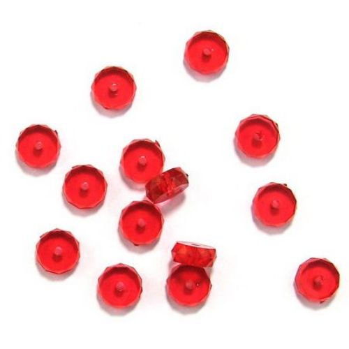 Acrylic Transparent Washer Beads, 9x4 mm, Hole: 1.5 mm, Red -50 g ~ 167 pieces