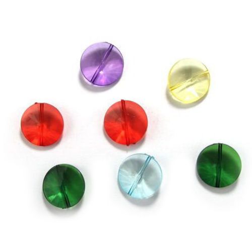 Acrylic Transparent Crystal Coin Beads, 25x9 mm, Hole: 2 mm, MIX - 50 g ~ 18 pieces