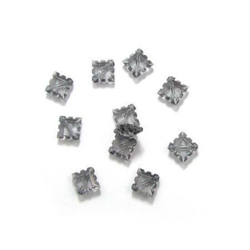 Мънисто кристал плочка назъбена 14x15x5 мм дупка 1.5 мм сиво -50 грама ~ 108 броя