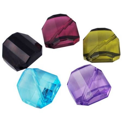 Acrylic Faceted Transparent Crystal Imitation Beads, 19x19x11 mm, Hole: 2 mm, MIX -50 grams ~ 19 pieces