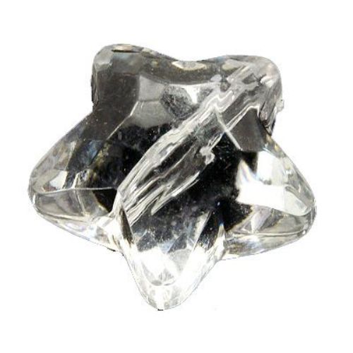 Мънисто кристал звезда 12.5x19 мм дупка 2.5 мм прозрачно -50 грама ~25 броя