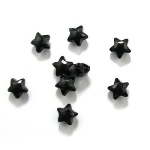 Margele de cristal stea 12,5x19 mm gaură 2,5 mm negru -50 grame ~ 25 bucăți