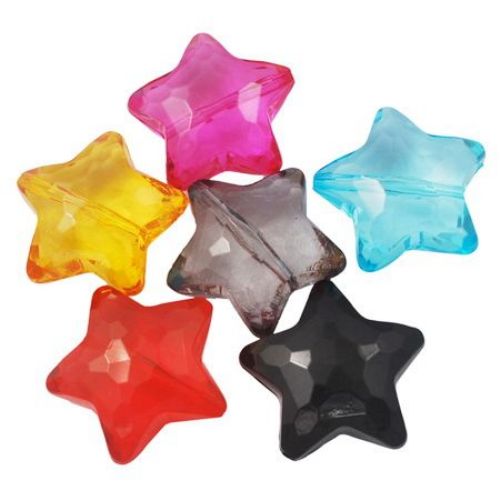 Bead crystal star 27x27.5x13 mm hole 2 mm MIX -50 grams ~ 10 pieces