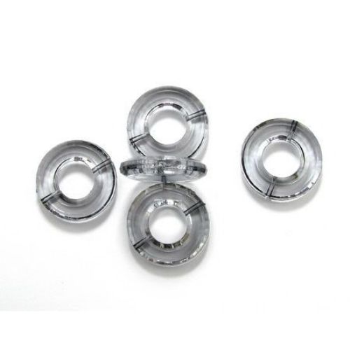 Plastic Transparent Crystal Washer Beads, 35x7 mm, Hole: 2 mm, Gray -50 grams ~ 11 pieces