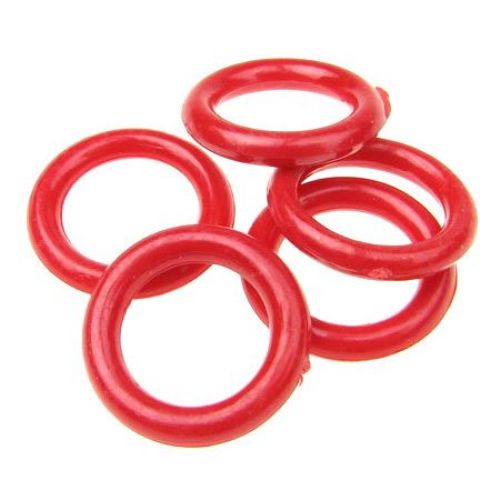Acrylic ring solid beads for jewelry making 17 mm red - 20 grams