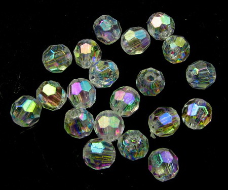 Transparent Faceted Round Beads, Acrylic Crystal Imitation, 6 mm, Hole: 2 mm, RAINBOW -20 grams ~ 200 pieces 