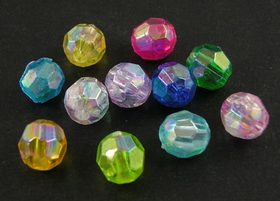 Transparent Multi-walled Round Beads, Acrylic Crystal Imitation, 6 mm, Hole: 2 mm, RAINBOW Mix -20 grams ~ 200 pieces XXX