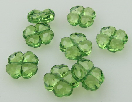 Acrylic Crystal Beads / Four-leaf Clover, 12x5 mm, Hole: 1.5 mm, Dark Green - 50 grams ~ 100 pieces