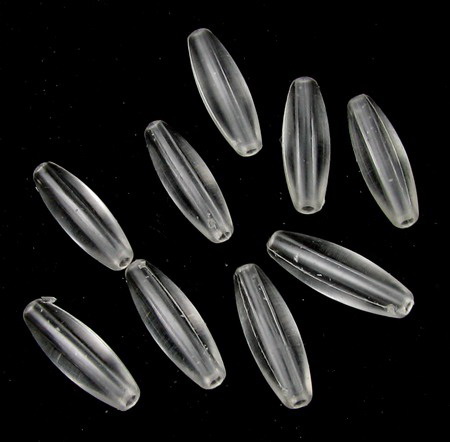 Plastic Crystal Oval Bead, 5x19 mm, Hole: 2 mm, Transparent - 50 grams ~ 140 pieces