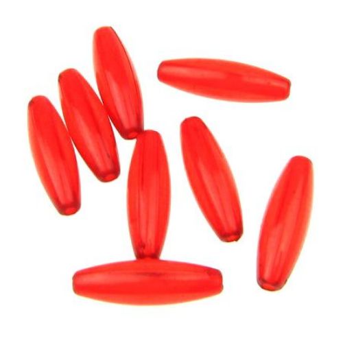 Transparent Acrylic Oval Beads, 5x19 mm, Hole: 2 mm, Red - 50 grams ~ 140 pieces