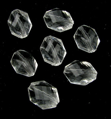 Clear Acrylic Crystal Imitation Beads for DYI Jewelry Making and Decorations, 11x8x7 mm, Hole: 1 mm, Transparent -50 grams ~ 130 pieces