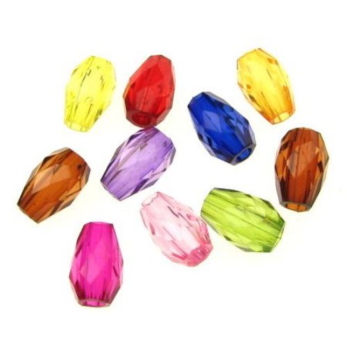 Transparent Acrylic Beads, crystal cylinder 14x9 mm hole 3 mm mix -50 grams ~ 90 pieces