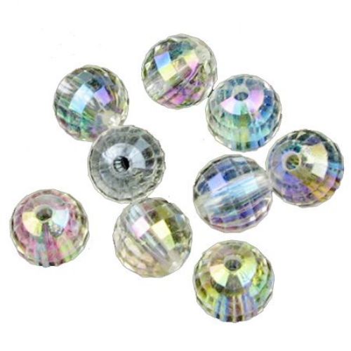 Faceted Ball Beads, Crystal Imitation for Handmade Jewelry Findings 10 mm hole 1.5 mm Transparent RAINBOW -20 grams ~20 pieces