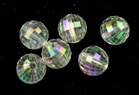 Acrylic Faceted Round Beads, 14 mm hole 1.5 mm Transparent RAINBOW -20 grams ~12 pieces