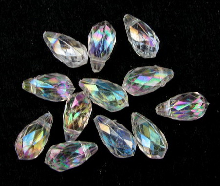 Acrylic Faceted Pendant for DYI Jewelry Making and Home Decor / Drop, 11x5 mm, Transparent RAINBOW -20 grams ~ 104 pieces
