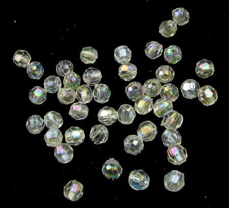 Bile de cristal margele 4 mm gaură 1 mm transparentă RAINBOW cu pereți multipli -20 grame ± 680 bucăți