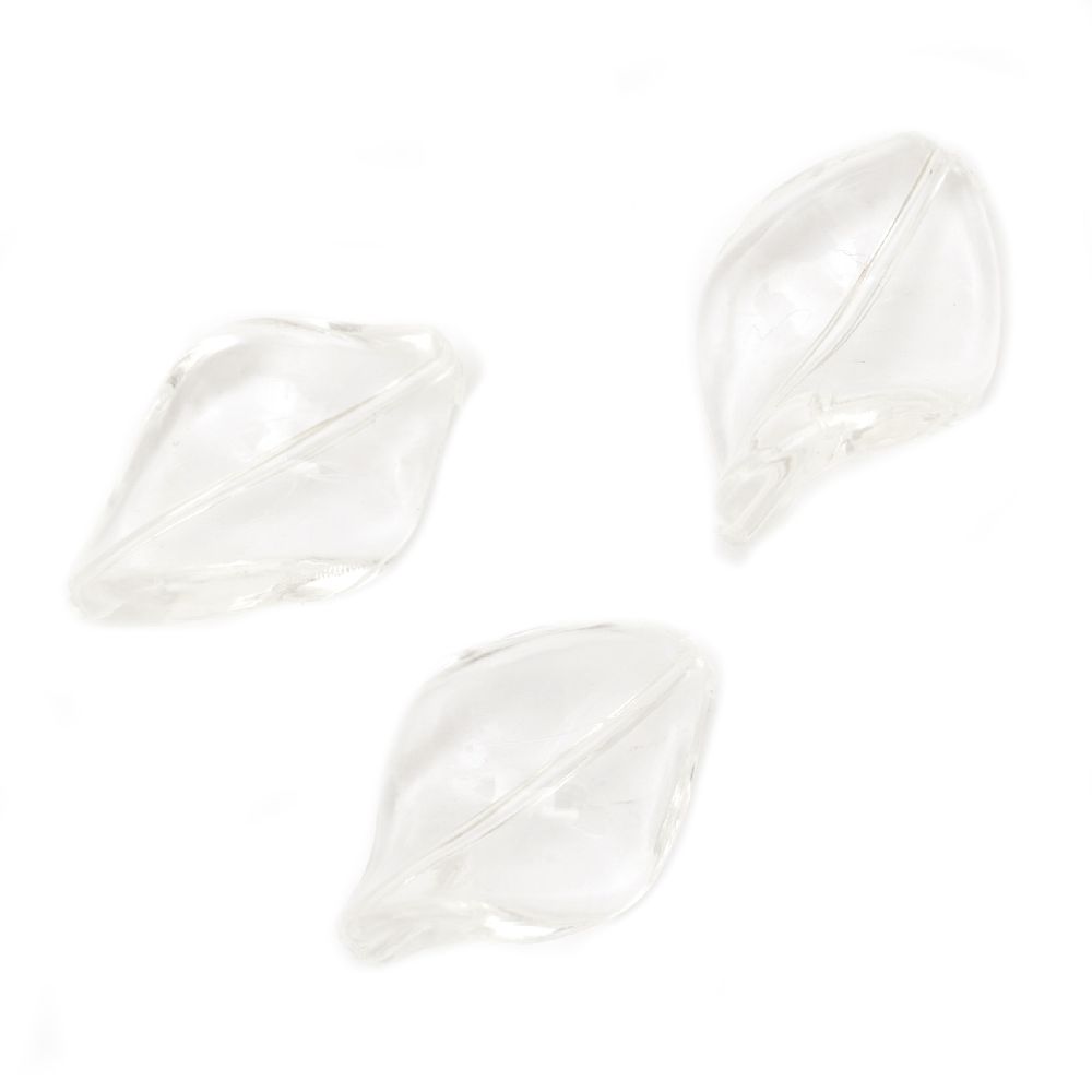 Acrylic Twisted Oval Bead,  28.5x19x9 mm, Hole: 1.5 mm, Transparent - 50 grams ~ 23 pieces