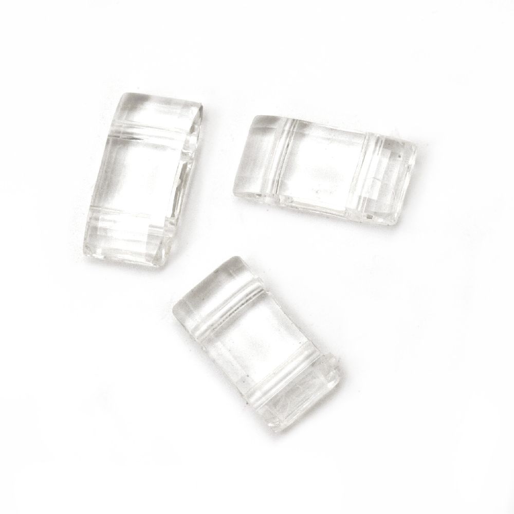 Transparent Acrylic Connector Bead 9x18x5 mm with 2 Holes x 2 mm - 50 grams ~ 70 pieces