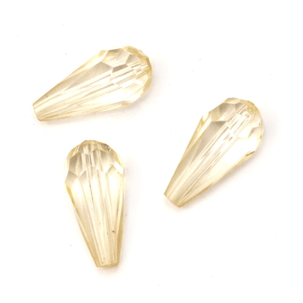 Acrylic Faceted Bead / Drop, 18x9 mm, Hole: 1.5 mm, Transparent Gold -50 grams ~ 80 pieces