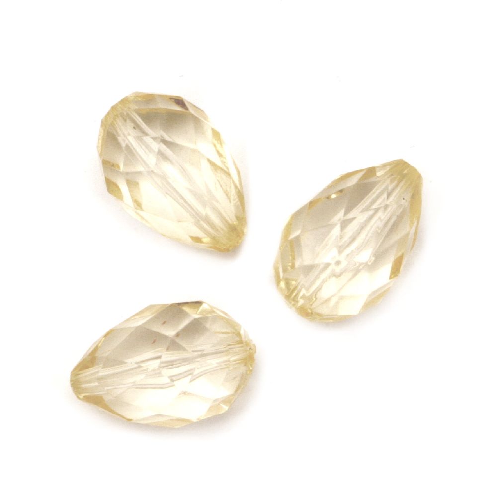 Transparent Acrylic Faceted Bead / Drop, 18x12x11 mm, Hole: 1.2 mm,  Gold -50 grams ~ 35 pieces