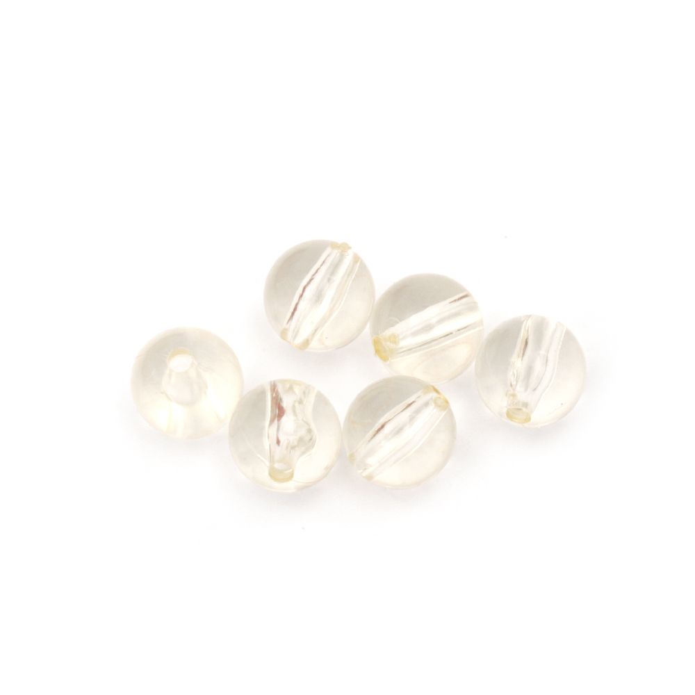 Clear Transparent Acrylic Ball Beads, 10 mm, Hole: 2 mm, Gold -50 grams ~ 95 pieces