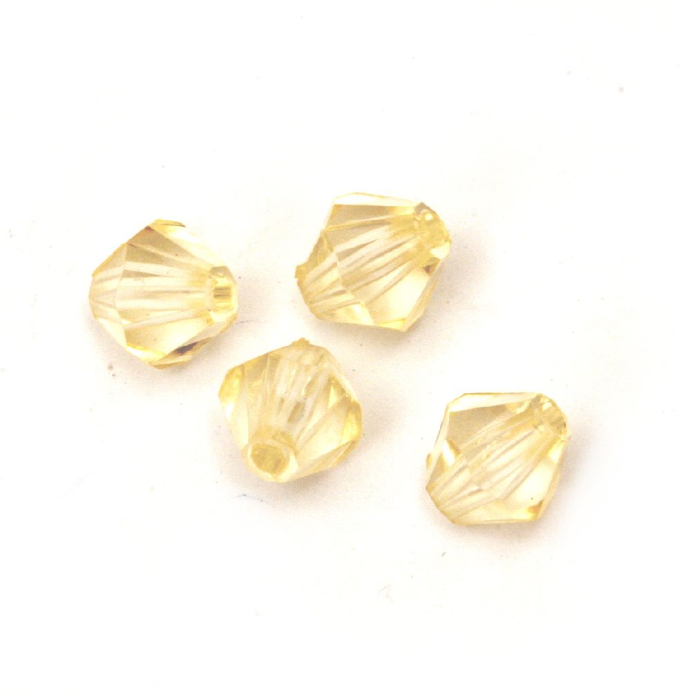 Bi-cone Crystal Imitation Plastic Bead, 8x8 mm, Hole: 1.5 mm, Transparent Gold -50 grams ~ 230 pieces