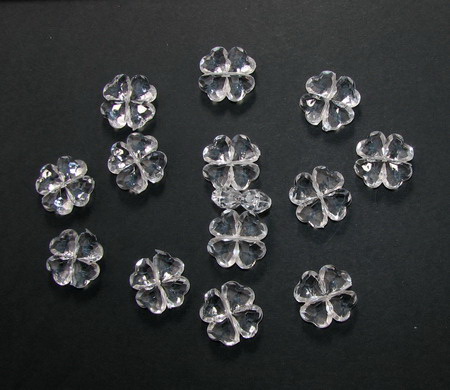 Crystal bead in the shape of a clover, 18x5 mm, hole 2 mm, transparent - 50 grams, ~42 pieces