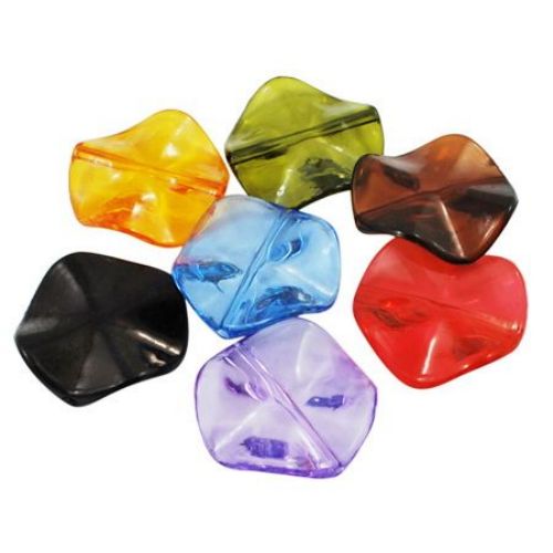 Transparent Plastic Beads crystal flower 26.5x5.5 mm hole 2 mm MIX -50 gr ~ 23 pieces