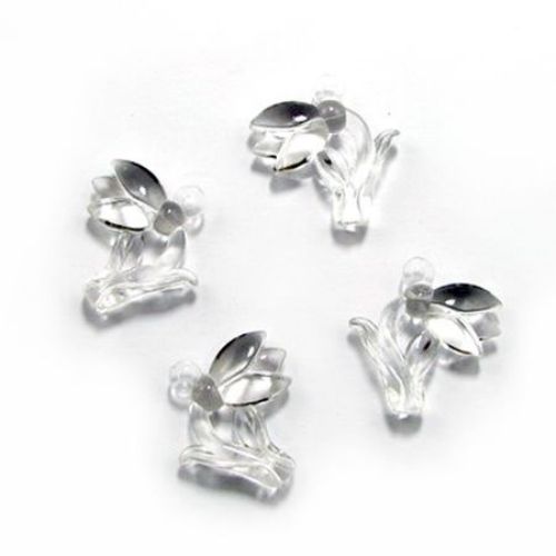 Clear Crystal Imitation Snowdrop Pendant, 29x30x8 mm, Hole: 25 mm, Transparent -50 grams ~ 23 pieces