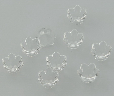 Margele floare de cristal 7x10 mm orificiu 1,5 mm transparent - 50 grame