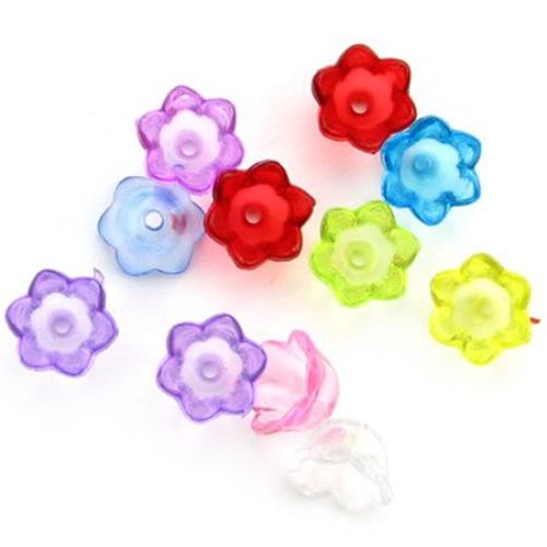 Transparent Acrylic Beads crystal flower 7x12 mm hole 1.5 mm MIX - 20 grams ~67 pieces