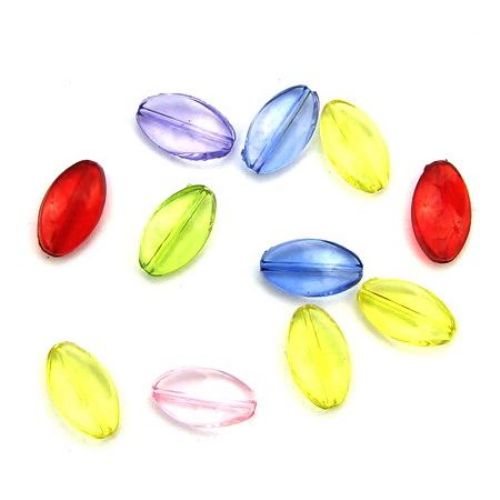 Transparent Plastic Oval Beads, Imitation of a Crystal, 12.5x7x2.5 mm, Hole: 1 mm, MIX - 50 grams ~ 310 pieces
