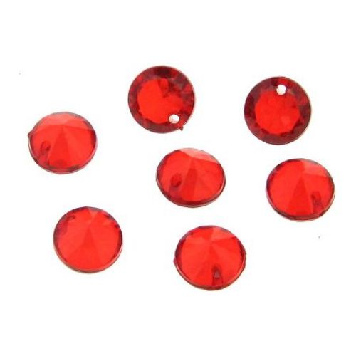 Acrylic Crystal Imitation Pendant, 10x7 mm, Hole: 1,5 mm, Red - 50 grams