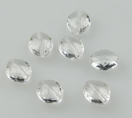 Mărgele cristal oval 10x8,5x5 mm gaură 1 mm fațetată transparentă - 50 grame ~ 190 bucăți