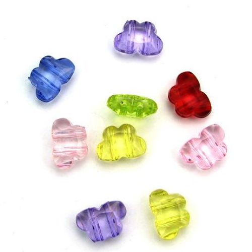 Transparent Crystal Imitation Bead, 10x14x6 mm, Two Holes: 2 mm, MIX - 50 grams