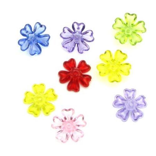 Margele floare de cristal gaură de 16x6 mm 1,5 mm MIX - 50 grame