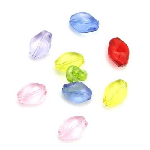 Crystal Imitation Bead for DYI and Craft Making / Twisted Oval, 15x11x11, Hole: 1.5 mm, MIX - 50 grams ~ 70 pieces