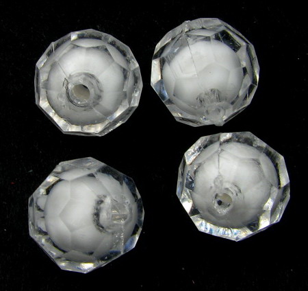 Transparent Acrylic Bead with white base soccer ball 16x15 mm hole transparent - 50 grams ~ 28 pieces