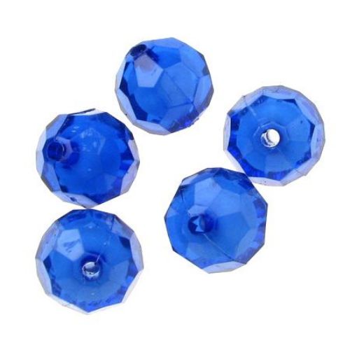Transparent Acrylic Bead with white base soccer ball 16x15 mm hole blue - 50 grams ~ 28 pieces