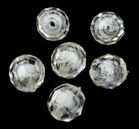 Transparent Acrylic Bead with white base soccer ball 12 mm hole 2 mm - 50 grams ~ 65 pieces
