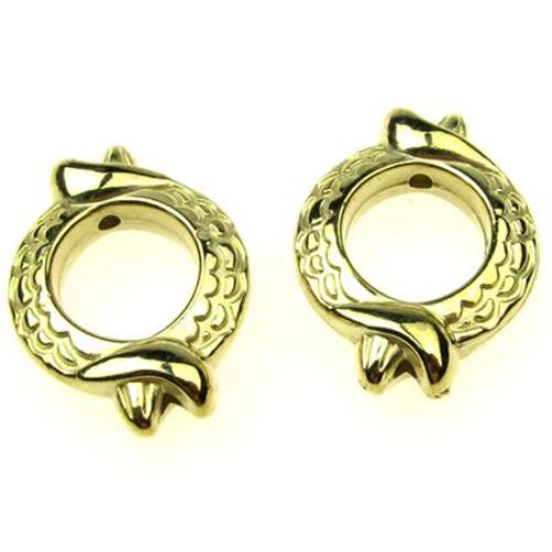 CCB Round Bead in the Shape of a Snake, 27 mm, Gold -20 grams -9 pieces