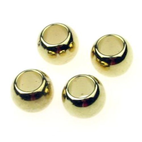 CCB Ball Bead with a Large Hole, 12x10 mm, Hole: 6.5 mm, Gold -20 pieces