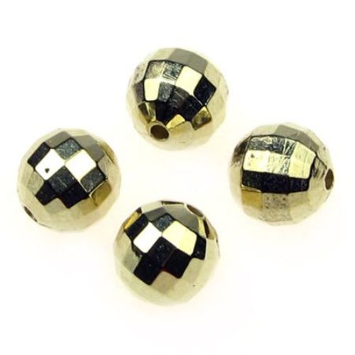 CCB Faceted Ball  Bead, 10 mm, Hole: 2 mm, Gold -20 grams ± 40 pieces