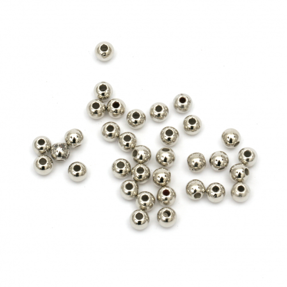 Small CCB Ball Bead, Spacer Bead, 6 mm, Hole: 2 mm, Silver -20 grams ± 195 pieces