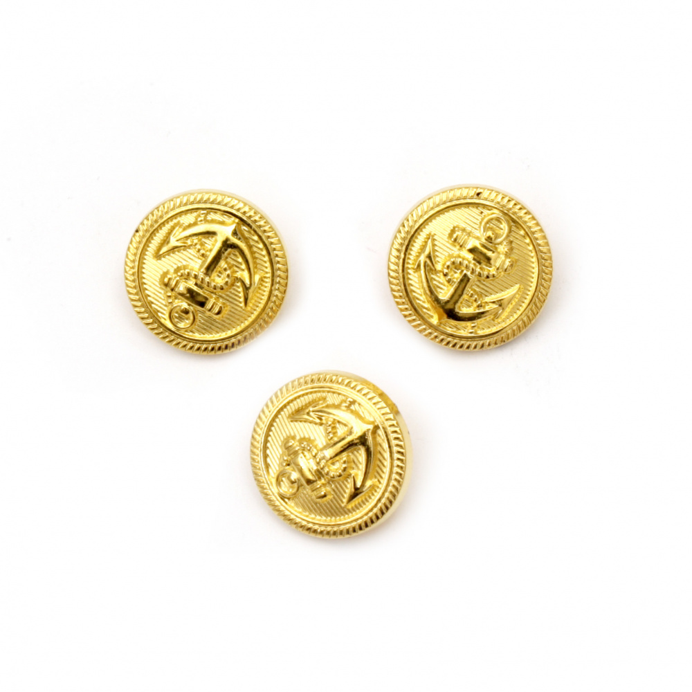 Metallic button 18x3 mm hole 3 mm gold color - 10 pieces