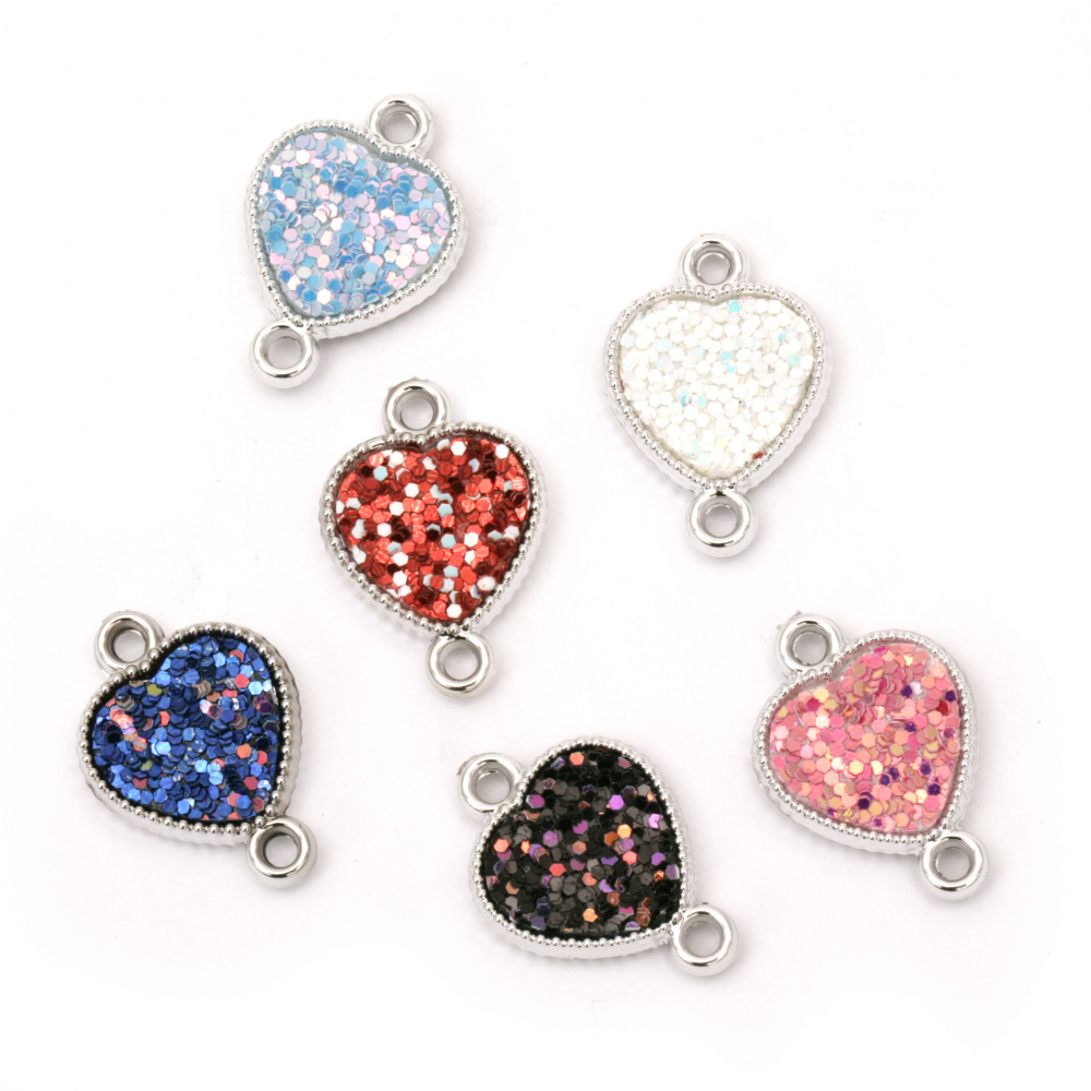 CCB Connecting Element / Heart with Brocade, 25x17x4 mm, Hole: 3 mm, MIX -5 pieces